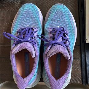 Hoka Clifton 9 Women's Running Shoes in blue and Purple